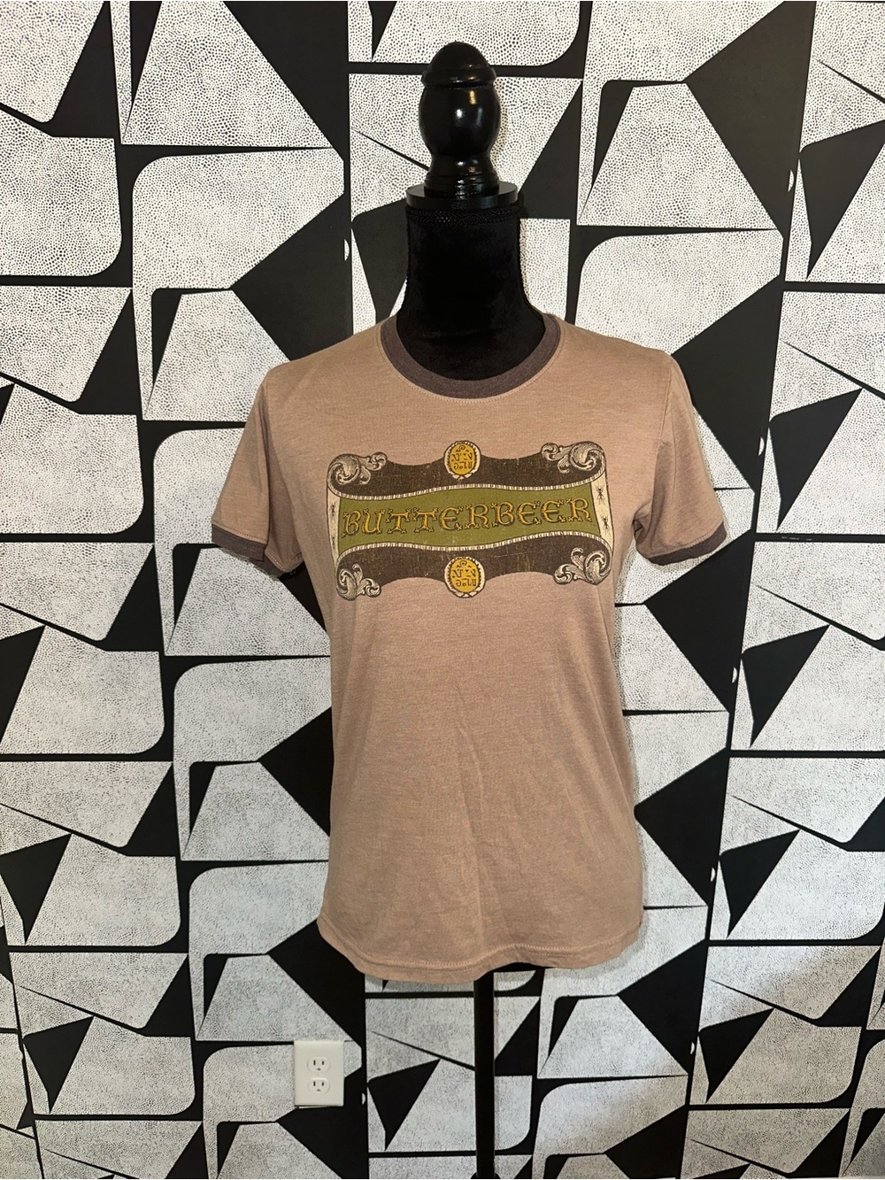 Butterbeer Graphic Ringer Tee with Brown Trim